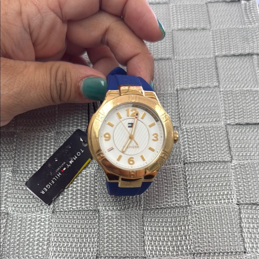 Tommy Hilfiger Gold Case Blue Strap Watch NWT